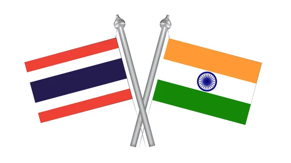 Флаг Таиланда и Индии. Крест-флаг для международного релатио — стоковый вектор