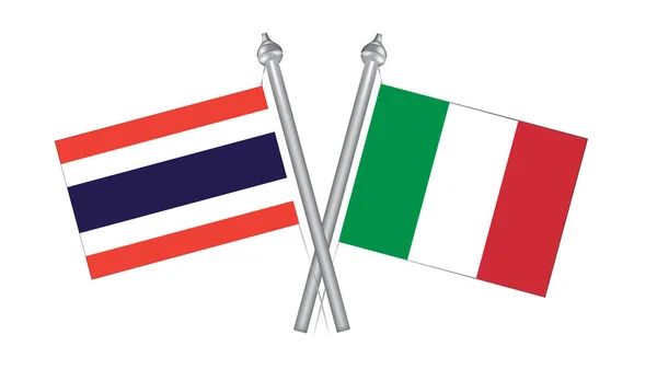 Bandera de Tailandia e Italia. Bandera cruzada para Relatio Internacional — Archivo Imágenes Vectoriales
