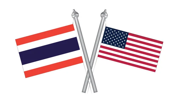 Vlag van Thailand en de Verenigde Staten. Kruis van de vlag voor Inter — Stockvector