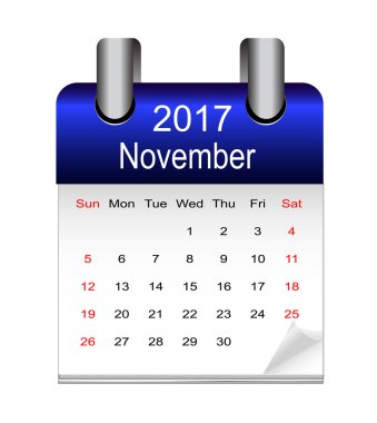 Takvim 2017 yılında Kasım