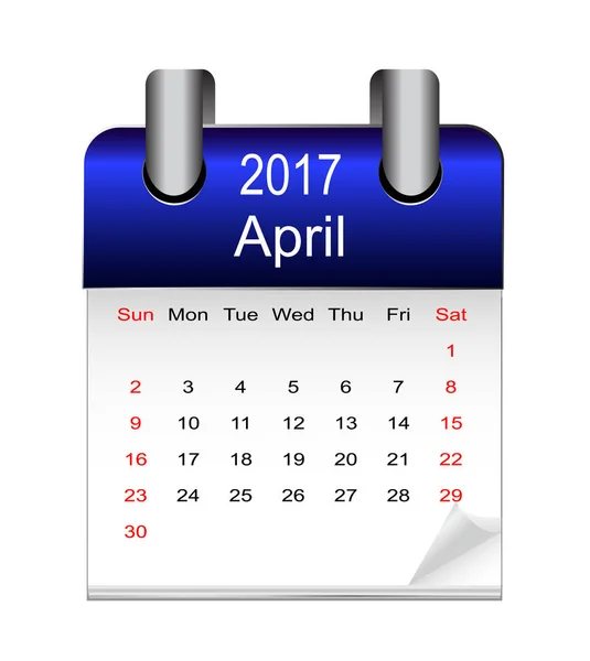 Calendario de abril del año 2017 — Archivo Imágenes Vectoriales