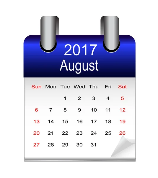 Calendario de agosto del año 2017 — Archivo Imágenes Vectoriales