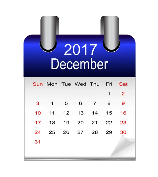 Calendario de diciembre del año 2017 — Archivo Imágenes Vectoriales