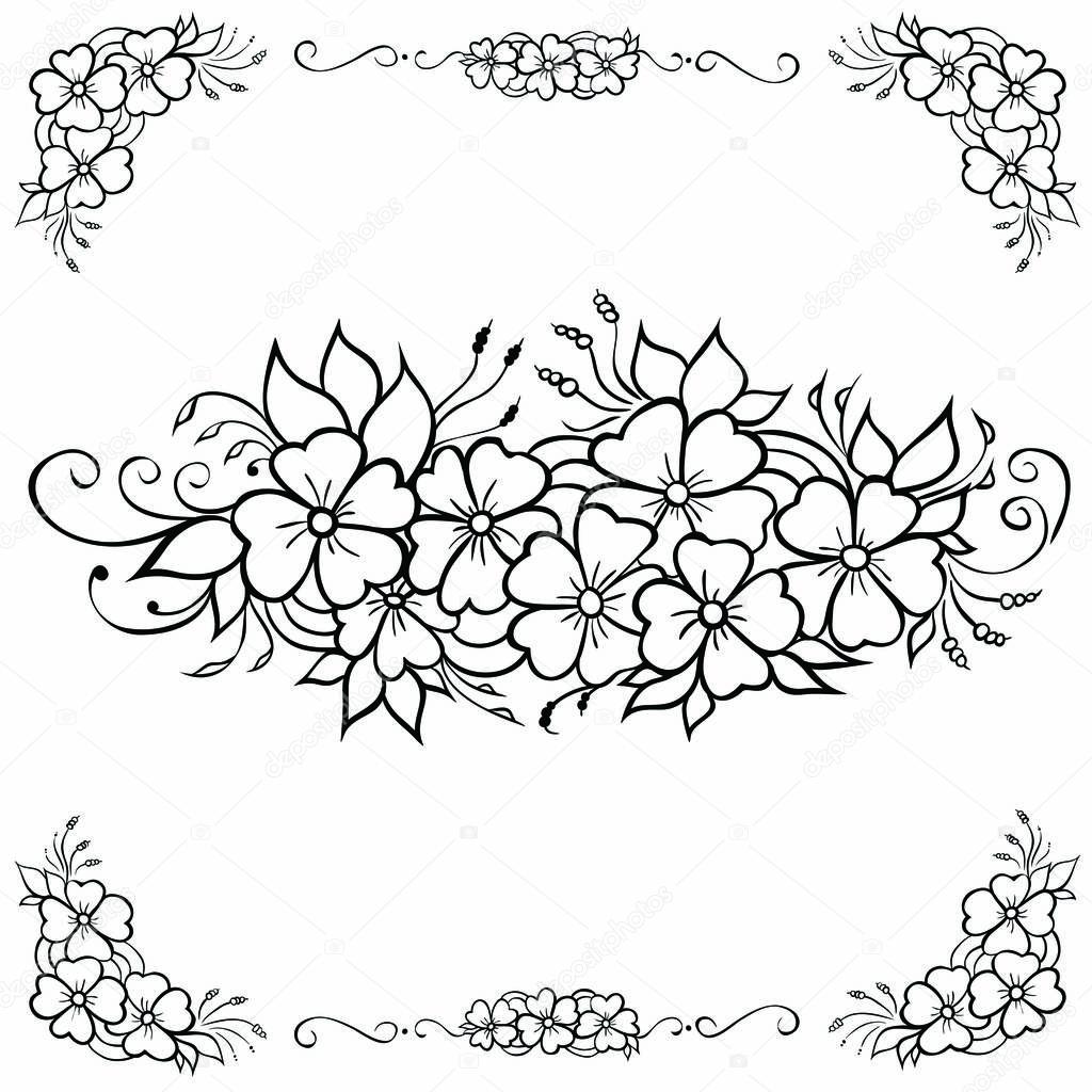Element of floral ornament. Doodle drawing.