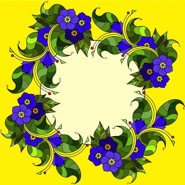 Carte avec brindilles abstraites avec fleurs. Image vectorielle . — Image vectorielle