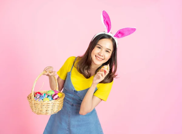 Half Length Studio Shot Asian Beauty Happy Young Woman Wearing — Stock Photo, Image