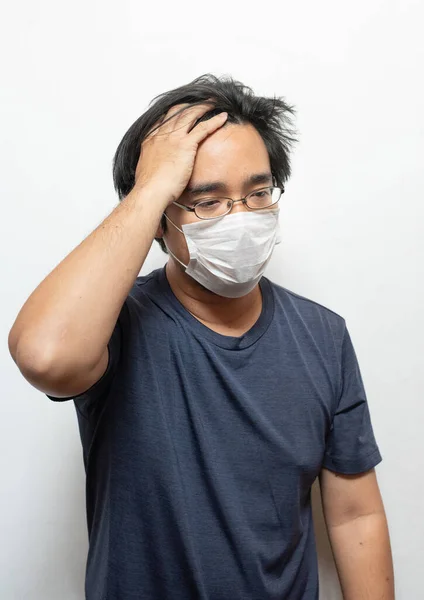 Azjata Średnim Wieku Noszący Maskę Ochronną Przed Koronawirusem Mężczyzna Masce — Zdjęcie stockowe