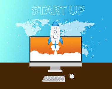 Başlangıç yukarı önyüklemeli bilgisayar vektör.