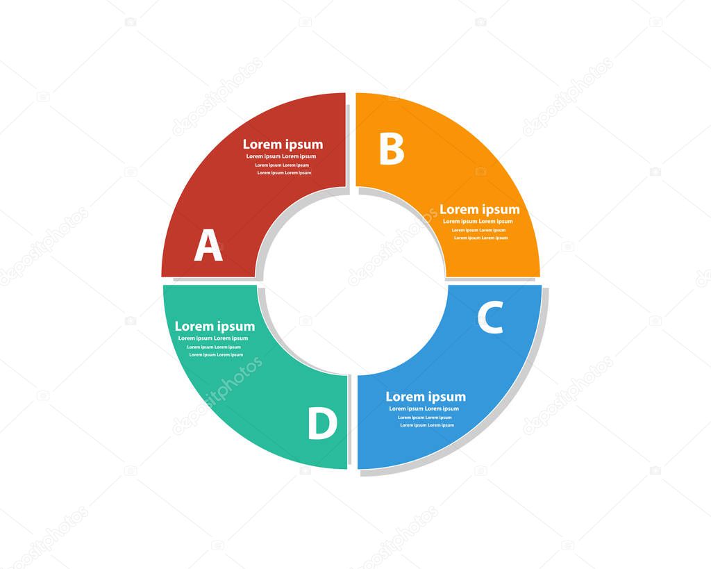  infographics number options four color vector.