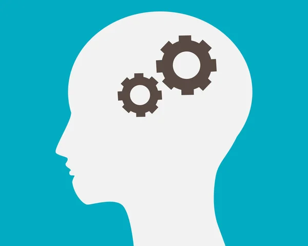 Head with gears in brain vector. — Stock Vector