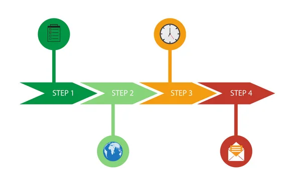 Info línea de paso flecha gráfica . — Vector de stock
