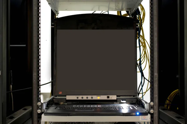 Computer servers in server room.