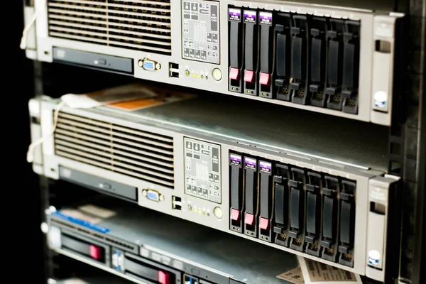 Computer servers in server room.