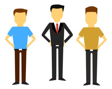 düz tasarım üç adam vektör.