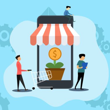 Mobil büyük simge vektör tasarımında dijital işaretleme ödemesi.