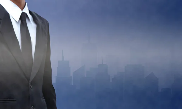 Business Man Suit Background Air Urban Pollution Smoke Factories Smoke — Stock Photo, Image