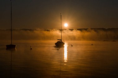 Göl Ammer sabah saat, Bavyera, Almanya