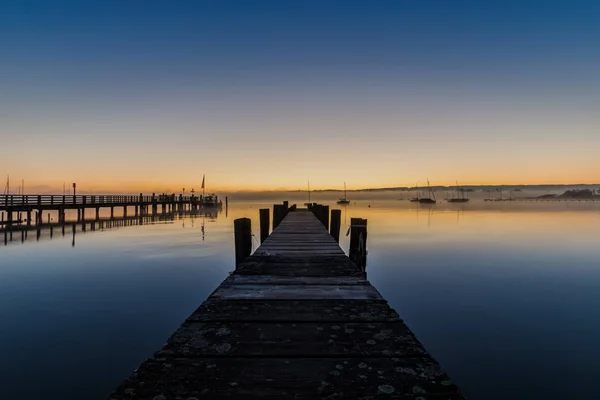 아침 시간, 바바리아, 독일에 호수 Ammer — 스톡 사진
