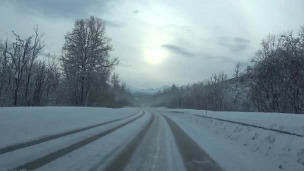 Rijden op de E6 richting naar Narwik, Noorwegen — Stockvideo