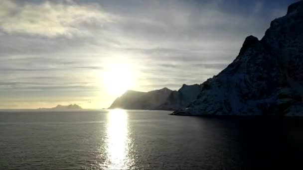 Solnedgång vid A, tidsfördröjning, Norge — Stockvideo