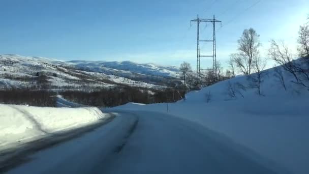 Езжайте по направлению к Харстаду, Норвегия — стоковое видео