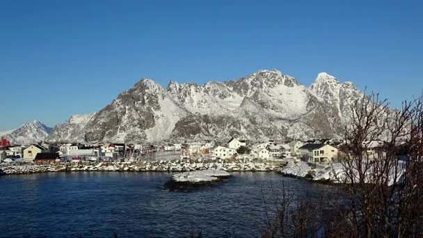 Henningsvaer, czas wygaśnięcia, Norwegia — Wideo stockowe