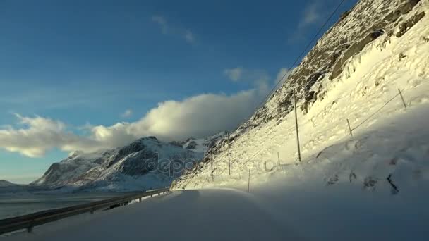 Fahrt auf flakstad auf den Lofoten, Norwegen — Stockvideo