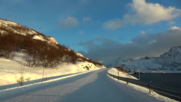 Fahrt auf flakstad auf den Lofoten, Norwegen — Stockvideo