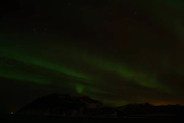 Northern Lights at Bremnes near Harstad, Norway — Stockfoto