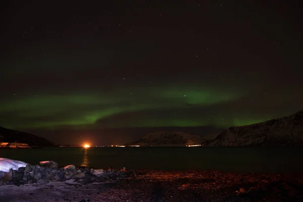 Northern Lights di Aun dekat Harstad, Norwegia — Stok Foto