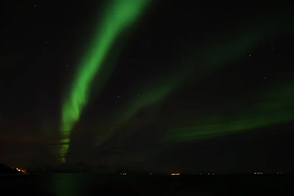 Northern Lights at Bremnes near Harstad, Norway — Stock fotografie