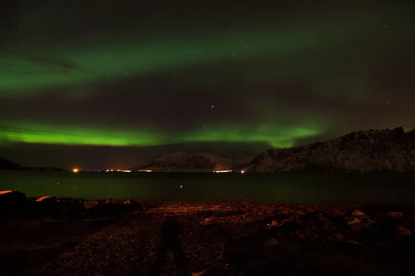 Luces del Norte en Aun cerca de Harstad, Noruega —  Fotos de Stock