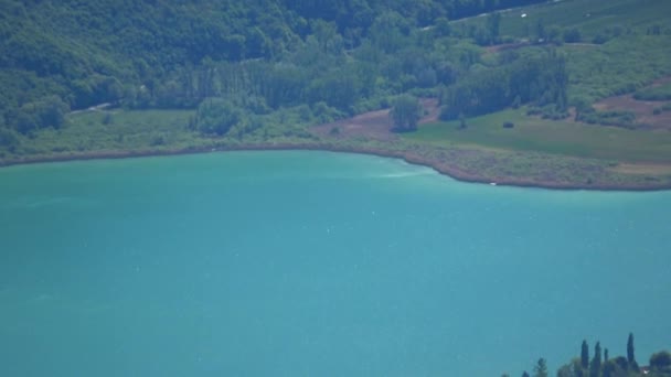 Sjön Kaltern Italienska Lago Caldaro Insjö Kommunen Kaltern Södra Tyrolen — Stockvideo