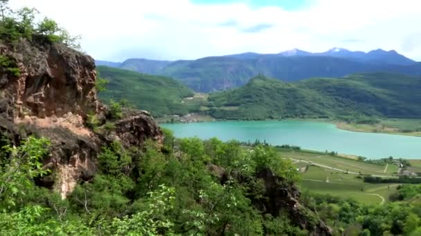 Jezioro Kaltern Włoski Lago Caldaro Jezioro Gminie Kaltern Regionie Południowy — Wideo stockowe