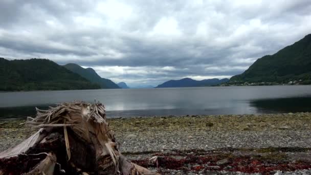 Storfjord Oder Storfjord Ist Ein Langer Fjord Der Sonnenbeschienenen Region — Stockvideo