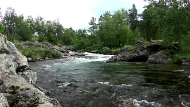 Rauma Rivier Buurt Van Stad Bjorli Oppland Norway — Stockvideo