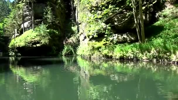 Kamnitz Gorge Czeska Kunratice Kamenice Niemiecki Kamnitzklamm Lub Edmundsklamm Jest — Wideo stockowe