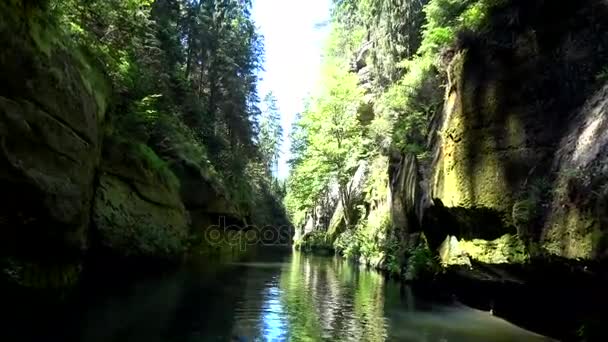 Kamnitz Ущелині Чеська Soutesky Місті Kamenice Німецька Kamnitzklamm Або Edmundsklamm — стокове відео