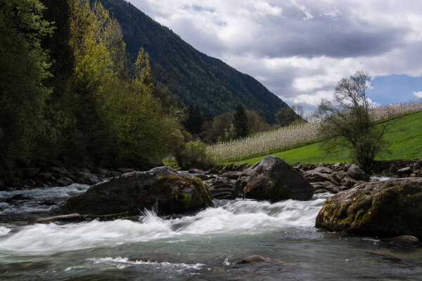 River Noce in Caldes, South Tyrol, Italy