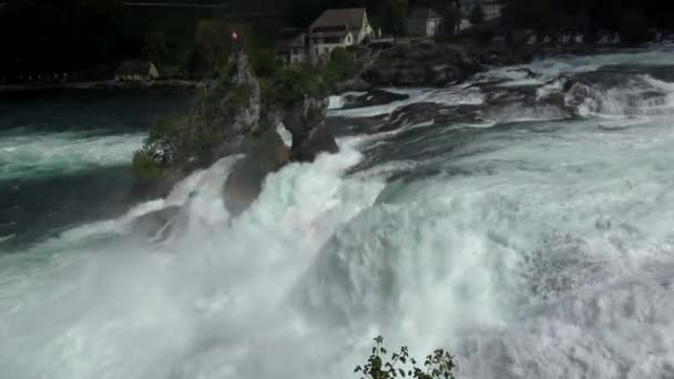 Rhen Falls Ett Vattenfall Beläget Schweiz Och Det Mäktigaste Vattenfallet — Stockvideo