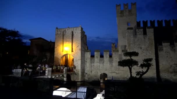 Castello Scaligero Edificato Partire Dal 1259 Raro Esempio Fortificazione Portuale — Video Stock