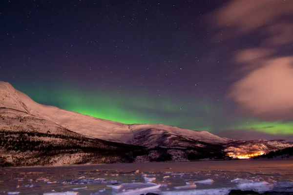 Sebuah Aurora Borealis Kadang Kadang Disebut Sebagai Cahaya Kutub Atau — Stok Foto