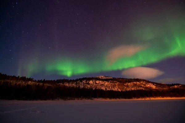 Zorza Polarna Zwana Czasami Światłami Polarnymi Lub Światłami Północnymi Jest — Zdjęcie stockowe