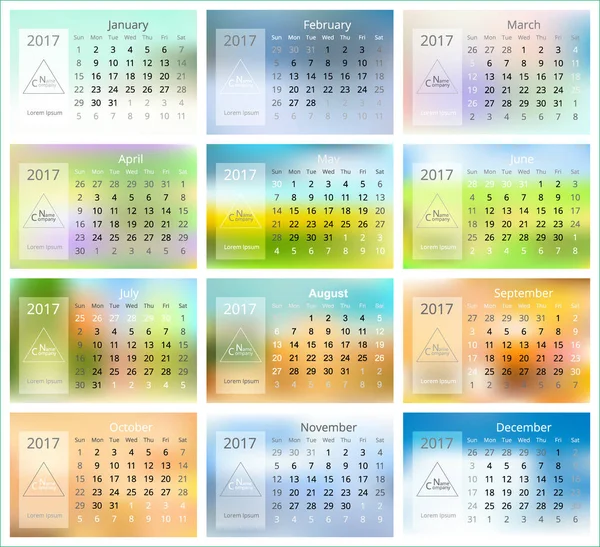 Šablona kalendáře vektor od 2017 — Stockový vektor