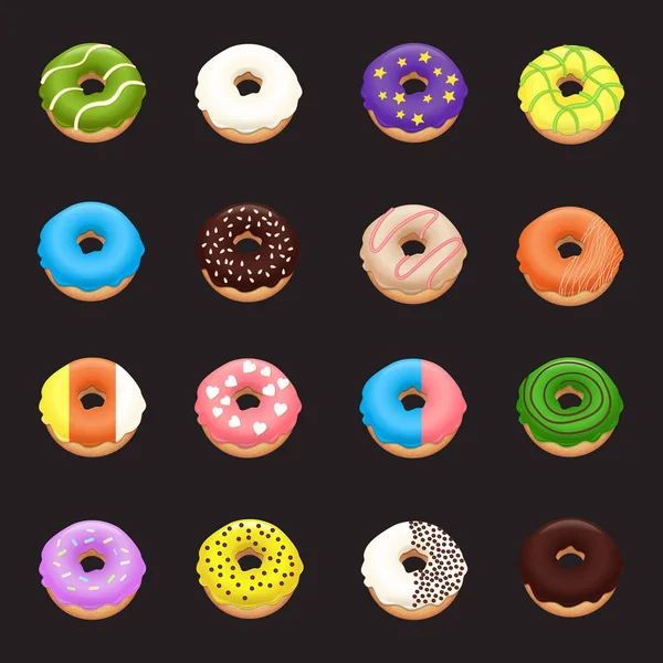 Set de rosquillas. Donuts iconos — Archivo Imágenes Vectoriales