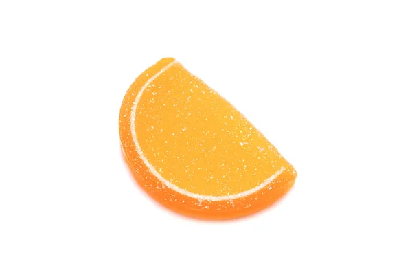 Photographie Morceau Confiture Orange Sur Fond Blanc — Photo