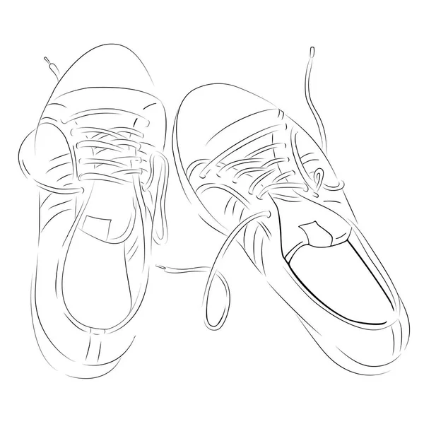 Zapatillas dibujadas a mano sobre fondo blanco . — Vector de stock