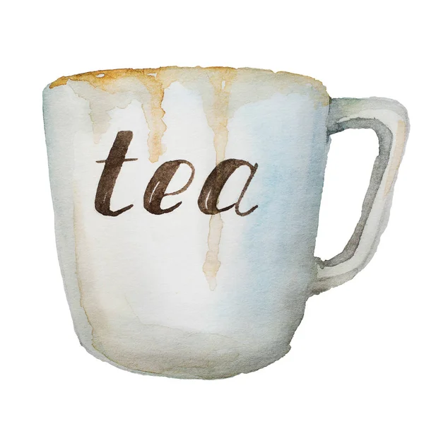 Aquarel schilderij van een kopje thee — Stockfoto