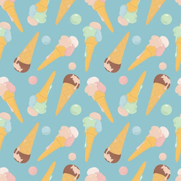 アイスクリームとのシームレスなパターン — ストックベクタ