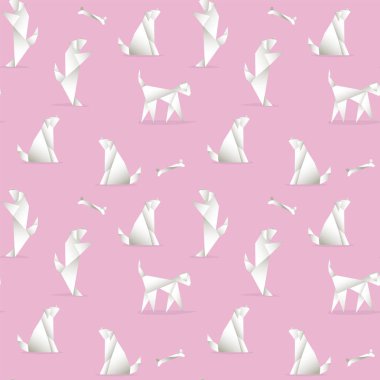 Köpekler, origami tarzında yapılmış ile Seamless Modeli.